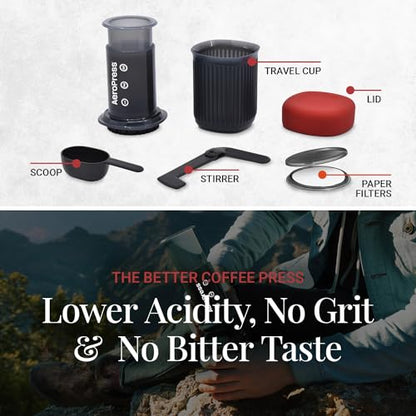 AeroPress Go Travel Coffee Maker & Stainless Steel Filter Bundle
