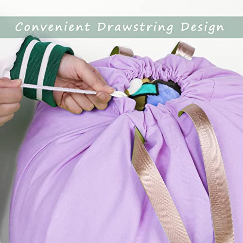 Cotton Canvas Laundry Bag with Handles & Drawstring Straps, Heavy Duty Extra Large Laundry Bags for Laundromat and Household, 25.5x34 Inch, Purple - color: Purple