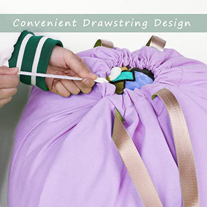 Cotton Canvas Laundry Bag with Handles & Drawstring Straps, Heavy Duty Extra Large Laundry Bags for Laundromat and Household, 25.5x34 Inch, Purple - color: Purple
