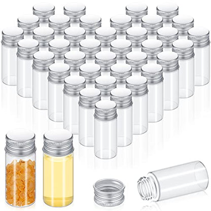 Didaey 100 Pcs Small Clear Vials Spice Mini Jars with Lids Mini Glass Bottles with Screw Aluminum Metal Caps Tiny Jars Sample Containers for Powder Cream Cosmetic Jewelry Wedding (10 ml,Silver Caps) - color: Silver Caps, size: 10 ml
