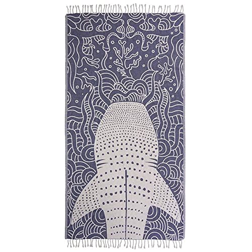Sand Cloud Turkish Beach Towel - Sand Resistant - 100% Organic Turkish Cotton Yarn - Quick Dry Towel for Beach, Picnic, Blanket or Bath Towel - As Seen on Shark Tank - Marine Life (Whale Shark) - color: Sea Life, size: Regular