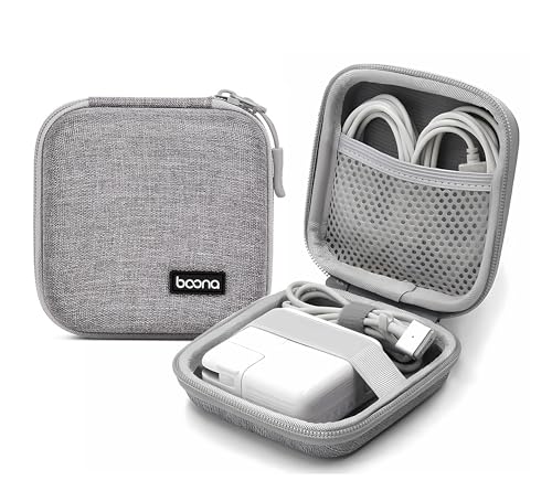 Small Travel Carrying Storage Case, 4.4"x4.4" Charger Organizer, Pouch compatible with MacBook Power Adapter, Laptop Accessories Cables, Cords, USB Drives, Earphones - color: Grey-Small-Oxford