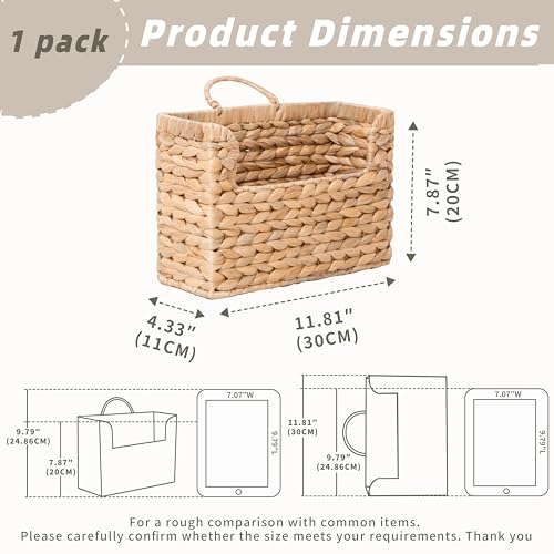 GYASVWU Water Hyacinth Hanging Basket with Handle, Woven Wall Baskets Storage, Wicker Front Door Basket, Wall Mounted Organizer, Farmhouse Baskets for Flowers/Magazine/Fruit Storage (Water Hyacinth)