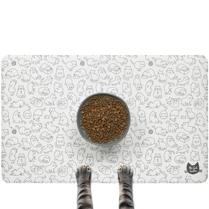 The Cat Ladies Cats Feeding Mat - Waterproof Dishwasher Safe Small Pet Eating Placemat - Cat & Dog Food Mats for Food and Water Bowl - Protect Floors from Mess - Black & White Cats - color: Black and White Cats