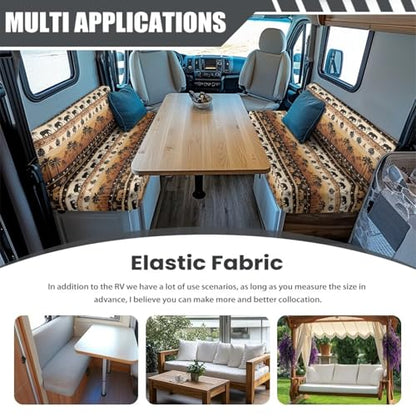 Ethnic RV Dinette Cushion Covers Stretch African Elephant Palm Tree RV Booth Seat Covers Camper Couch Covers for Sofa Bed Including 1 Backrest & 1 Bench Cover - color: African Elephant Palm Tree