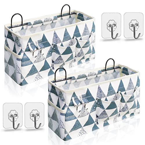Kanrichu 2pcs Large Wall Hanging Organizer Bag, Linen Fabric Door Hanging Storage Baskets with Pockets, Waterproof Bin for Kitchen, Bedroom, Office, RV Camper (Triangle) - color: Triangle (2 pcs)