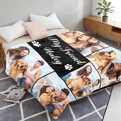 Custom Dog Blanket with Photo, Personalized Name Blanket with Picture for Pets Lover Family Women Men, Customized Dog/Cat Loss Sympathy Bereavement Passing Away Gifts/Memorial Gifts for Pet - color: Design14