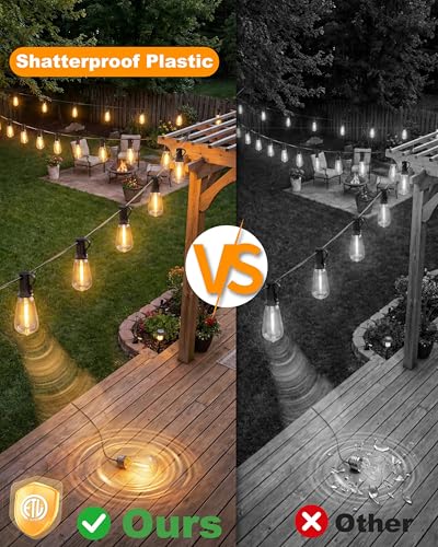 Solar String Lights Waterproof, 162FT(72+3) ST38 Outdoor Lights with Remote, Dimmable, Timer, 3 Light Modes, USB & Solar Patio Lights for Backyard, Yard, Garden, Gazebo, Fence (2700K) - size: 162FT (72Bulbs)
