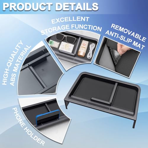 TOPINSTALL New Dash Tray Phone Holder Compatible with 2025 2026 Toyota Sienna 12.3" Screen, Dashboard Hidden Screen Storage Organizer Tissue Sunglasses Holder(Not for LE Trim with 8" Screen) - color: 2025+ Sienna Dashboard Tray