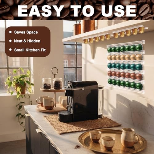 Didaey 12 Pcs Self Adhesive Coffee Pod Holder Clear Wall Mount Capsule Organizer Dispenser DIY Plastic Coffee Pods Storage Display Holder for Kitchen Countertop Cabinet Fridge Rv Space Saving