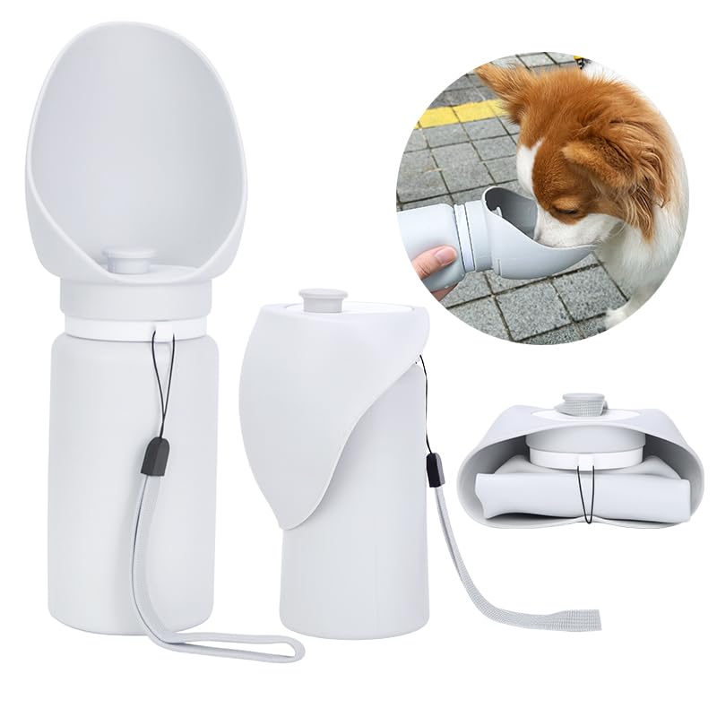 Dog Water Bottle, Collapsible Portable Water Bowl for Dog, 19oz Lightweight Food Grade Silicone Water Bottle for Dogs, Pet Cat Travel Bottle for Walking, Hiking, Outdoor Camping, Road Trips