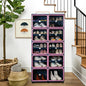 Collapsible Shoe Rack Organizer, 9 Tiers-36 Pairs Foldable Shoe Cabinet with Magnetic Clear Door, Large Plastic Folding Shoe Cabinet Blue & Pink, Easy Assembly Shoe Shelves Organizer for Entryway - size: 9 Tiers-36 Pairs Blue & Pink