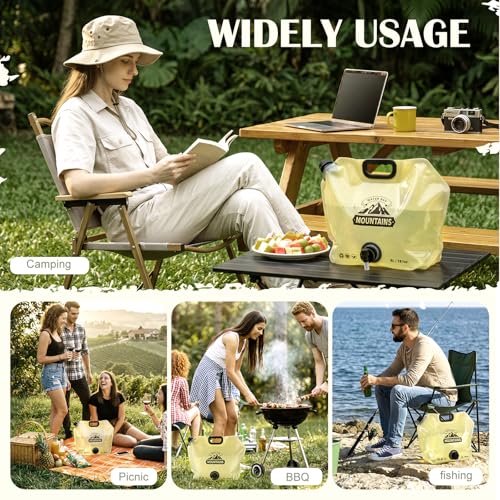 LemonRoad 8 Pack Collapsible Water Container 2.1 Gallon 8L Foldable Water Storage Bag with Spigot, Sturdy Leakproof Jug for Camping, Hiking, Emergency (Khaki) - color: Khaki