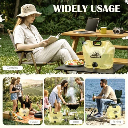 LemonRoad 8 Pack Collapsible Water Container 2.1 Gallon 8L Foldable Water Storage Bag with Spigot, Sturdy Leakproof Jug for Camping, Hiking, Emergency (Khaki) - color: Khaki