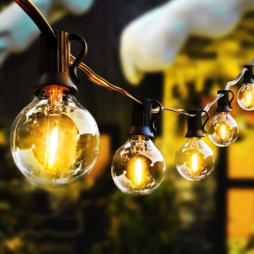Outdoor String Lights 100FT LED Outside Patio Light Updated Waterproof Gazebo Lighting Shatterproof UL Listed G40 Globes 0.6W Efficient Connectable Decor Yard Café Exterior - size: 100FT