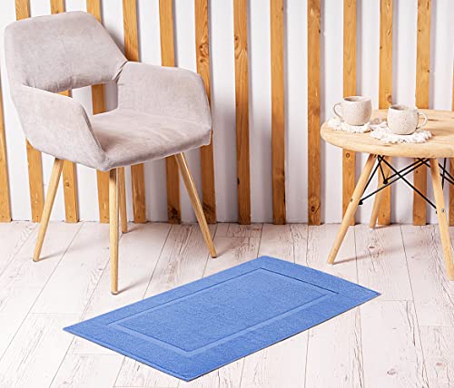Utopia Towels Cotton Banded Rug, Bath Mats, Not a Bathroom Rug, 21 by 34 Inches, 100% Ring Spun Cotton, Highly Absorbent Shower Bathroom Floor Mat, Electric Blue, 2 Pack - color: Electric Blue