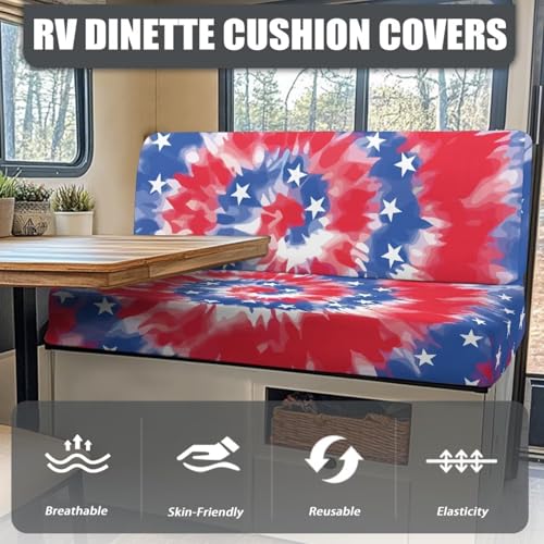 NDISTIN Blue&Red Tie Dye Camper Couch Cushion Covers Dinette 2Pcs Camper Couch Cover for RVS Anti-Slip Stretchy Rv Seat Covers Dinette Booth Cushions for RV Camper Car Bench Seats - color: Blue&red Tie Dye