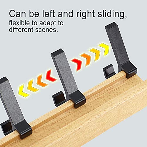 Coat Hook Rail Wall Mounted Coat Rack-5 Double Hook, 15 Inch Aluminum,Metal for Coat Hat Towel Robes, Wooden (Black 1PCS)