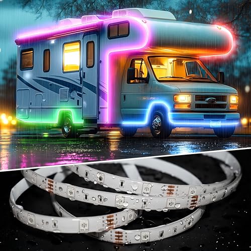 20FT RV Awning LED Light Strip, Camper Awning Lights Waterproof Underglow Led Light kit for RV Canopy Exterior, Travel Party, Van, Camper - size: 20FT