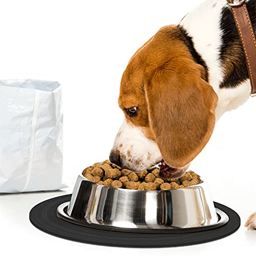 3 Pieces Silicone Pet Food Mat Feeding Mat for Dog and Cat Bowl Placemat Preventing Food and Water Overflow Suitable for Medium and Small Pet(7.1 Inch,Blue, Gray, Black)