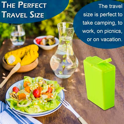 Home-X Mini Salt and Pepper Shakers - Dishwasher Safe, Plastic Salt and Pepper Shakers with Lids - Small Salt and Pepper Shakers for Camping, Travel, Lunchbox - Set of 2 Travel Salt Shaker - Green