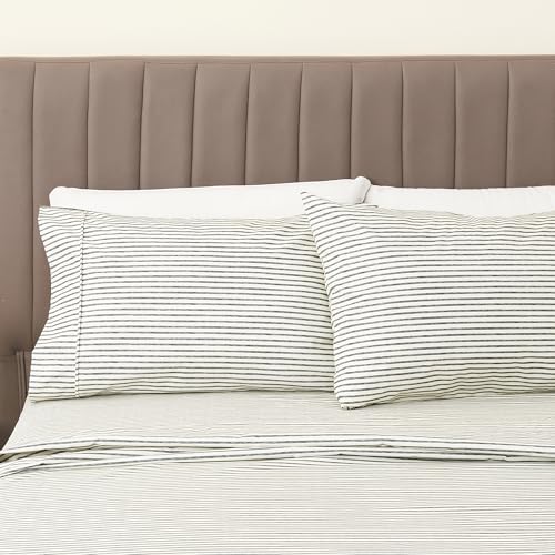 Great Bay Home Twin Size Stripe Microfiber Sheet Set - 3-Piece Ultra-Soft Bedding Sheets & Pillowcases - Wrinkle Free, Comfortable, All-Season Bed Sheets (Dark Grey) - color: 02 Stripe - Dark Grey, size: Twin