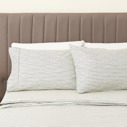 Great Bay Home Full Size Stripe Microfiber Sheet Set - 4-Piece Ultra-Soft Bedding Sheets & Pillowcases - Wrinkle Free, Comfortable, All-Season Bed Sheets (Dark Grey) - color: 02 Stripe - Dark Grey, size: Full
