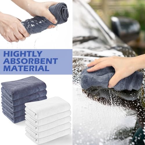 SmoothNovelty 10 Pcs Extra Large Microfiber Cloth 30" x 20" Large Floor Microfiber Towel Reusable Washable Free Lint Free Cloth Rag for Squeegee Mop Floor Window Housekeeping (White,Gray) - color: White, Gray