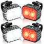 Cuvccn Bike Lights Super Bright, Rechargeable Bicycle Lights Set Multiple Modes, Waterproof Bike Lights for Night Riding/Cycling Safety, Front and Back Bike Reflectors Light, Long Battery Life - style: 2 Led*2