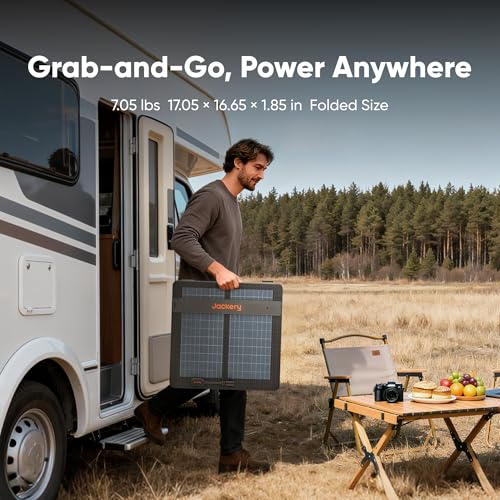 Jackery SolarSaga 100W Air Solar Panel, 23% Conversion Efficiency Bifacial Panels, IP65 Waterproof, Foldable and Portable Solar Charger for Power Stations, RVs, Camping, Off-Grid Life, and PV Charging - size: 100W Air