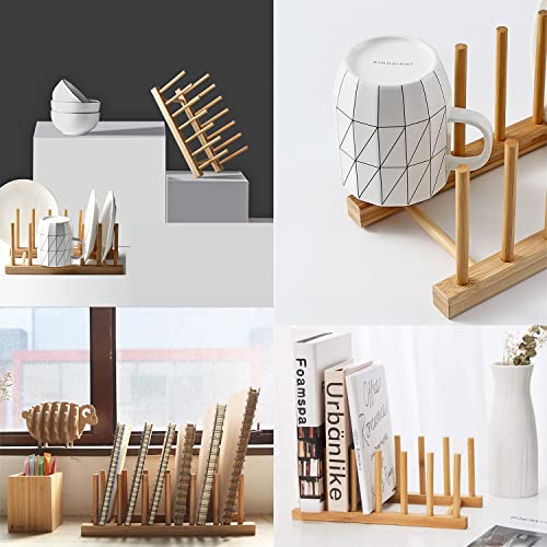 INNERNEED Bamboo Wooden Plate Racks Dish Stand Holder Kitchen Storage Cabinet Organizer for Dish/Plate/Bowl/Cup/Pot Lid/Cutting Board (Pack of 2) - size: Pack of 2