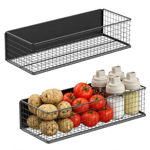 ULIBERMAGNET Magnetic Baskets Fridge Organizers, Large Capacity Metal Wire Mesh Basket Spice Rack for Fridge Storage, Magnetic Shelf for Garage, Laundry, Kitchen, Workshop, Cabinet(2 Pack) - style: Magnetic Refrigerator Storage Basket