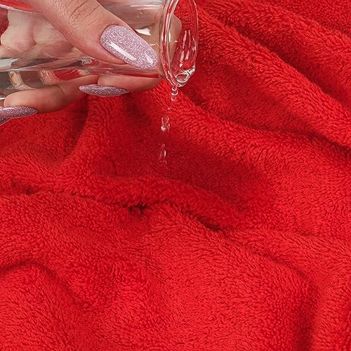 Cotton Paradise 100% Cotton Turkish Towel Set, Soft Absorbent Quick Dry, 6 Piece Towel Set, Red - color: Red
