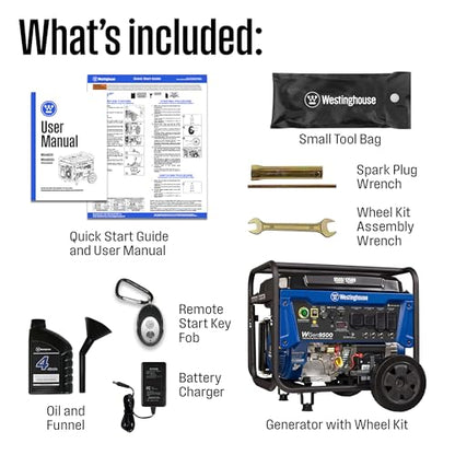 Westinghouse Outdoor Power Equipment 12500 Peak Watt Home Backup Portable Generator, Remote Electric Start with Auto Choke, Transfer Switch Ready 30A & 50A Outlets, Gas Powered - style: 12500 Watts - Gas Only