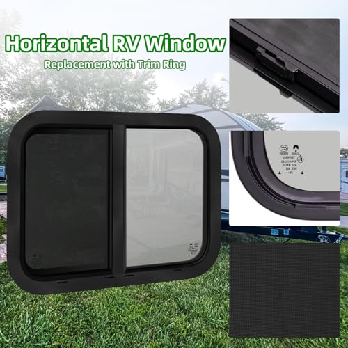 RV Window,Camper Replacement Horizontal Sliding RV Window for Cargo Trailer Utility Travel Trailer Cargo Van Truck SUV 24" W x 15" H,Fit 15/16" or 1-3/8" Thick Wall,Allow Error 1/16",DOT Approved - size: 24"W x 15"H