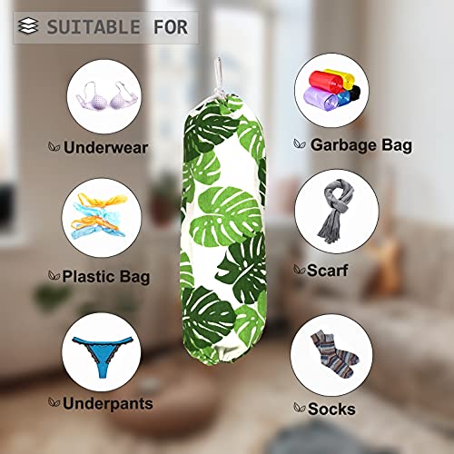Green Wall Mount Plastic Bag Organizer - Washable Large Grocery Bag Storage Dispenser for Home Kitchen Travelling, Free Adjustment with Drawstring, 22x9 - color: green