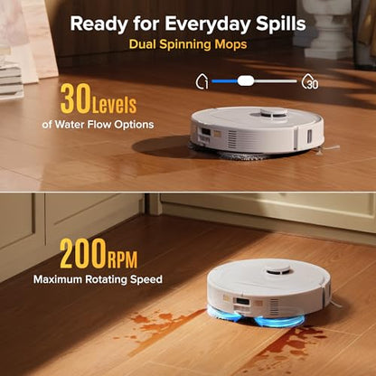 roborock Qrevo S Pro Robot Vacuum and Mop, 18,500Pa Suction, Multifunctional Dock with 167℉ Mop Self-Cleaning, Smart Obstacle Avoidance, Anti-Tangle Brush, Liftable Spinning Mop, White - color: White