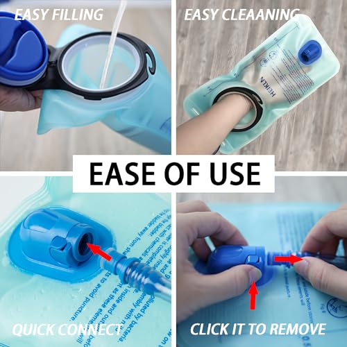 HEIKLN Hydration Bladder 1.5L-2L-2.5L-3L,Leak Proof Water Reservoir, BPA Free Military Water Storage Bladder Bag Hydration Pack Replacement Easy Clean for Bicycling Hiking Camping Hunting Running - color: 2L Blue