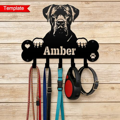 NIWAHO Dog Leash Holder Wall Mount Personalized Name - Custom Bracco Italiano Metal Sign with Bone Key Hooks, Pet Leash and Key Organizer for Entryway - color: Bracco Italiano