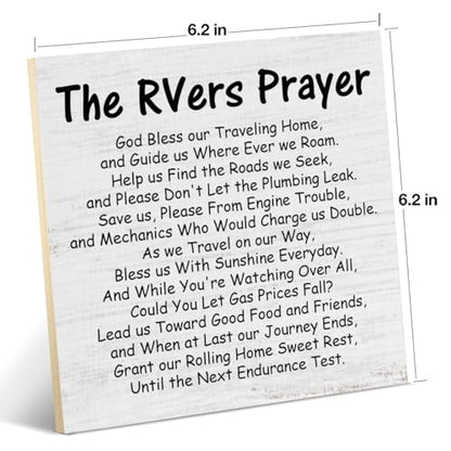 Funny Camping Sign The RVers Prayer Wood Plaque Desk Signs for Home RV Camper RV Motorhome Accessories Decorations Gifts for RV Owners Camping Lover