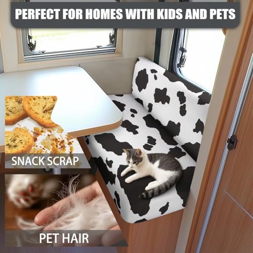 Cow Print RV Dinette Cushion Covers,Couch Cushion Slipcovers Stretch Camper Cushions Cover Replacement Sofa Slipover for Travel Trailer Couch Includes Backrest Cover & Bench Cover - color: Cow Print