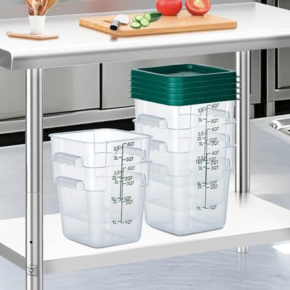 4 Pack Clear Food Storage Containers with Lids and Handles Polycarbonate Square Commercial Food Containers, NSF (4Qt) - color: 4Qt