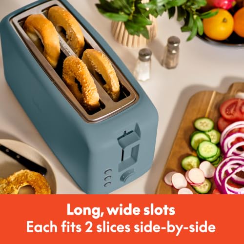 bella 4 Slice Slim Toaster, Fits-anywhere Kitchenware, 6 Setting Shade Control with Reheat & Cancel Buttons, Fits Sourdough, 10” Long Slot, Anti Jam & Auto Shutoff, 900 Watt, Surf - color: Surf, size: 4 Slice
