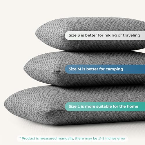 Travel Pillow Memory Foam Pillows, Camping Pillow-Compressible Medium Firm, Breathable Cover, Ideal Backpacking Hiking, Bed Pillows, Airplane and Car (Dark Grey, M) - color: Dark Grey, size: M-17.7*11.8in