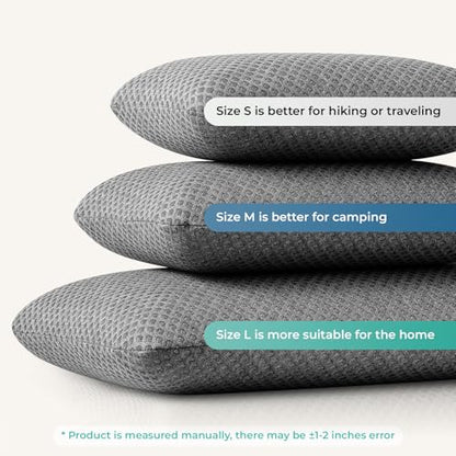 Travel Pillow Memory Foam Pillows, Camping Pillow-Compressible Medium Firm, Breathable Cover, Ideal Backpacking Hiking, Bed Pillows, Airplane and Car (Dark Grey, M) - color: Dark Grey, size: M-17.7*11.8in