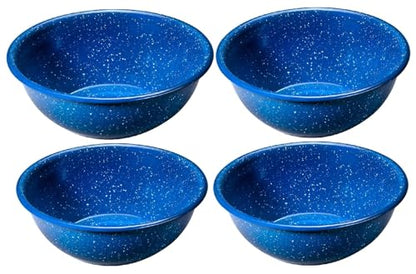 Enamelware for Camping and Backpacking - Enamel Cookware Gear Essentials for Camping and Backpacking (Made by Caddis Sports) (6 Inch Bowl (4 Pack)) - style: 6 Inch Bowl (4 Pack)