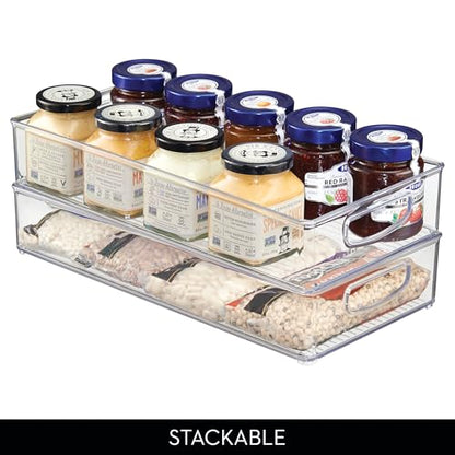 iDesign Stackable Clear Plastic Extra Long Pantry Organizers and Cabinet Storage Bins for Kitchen, 2-Pack - size: 16 x 8 x 3, style: Pack of 2