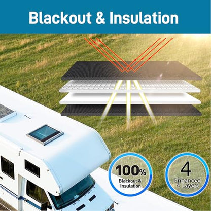 SUNICO 16.5" X 16.5" RV Door Window Shade Cover, Magnetic 100% Blackout Foldable RV Window Shades for Campers with Anti-UV Aluminum Foil Reflective & Cotton Insulation & Thicked Waterproof Fabric - color: black
