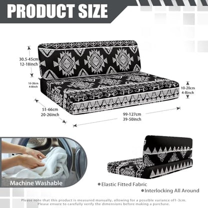 Black Tribal Pattern RV Dinette Cushion Covers South Western RV Seat Covers Dinette Booth Set - 1 Backrest & 1 Bench Cover,Camper Cushion Covers Stretch Couch Cover for RV Camper Sofa - color: Black Tribal Pattern