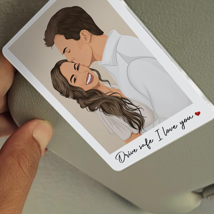 Gossby Photo Car Visor Clip Drive Safe I Love You Couple Gift Romantic | Custom Couple Visor Clip Photo, Personalized Car Accessory Romantic Gift - color: Drive Safe I Love You Ver 2